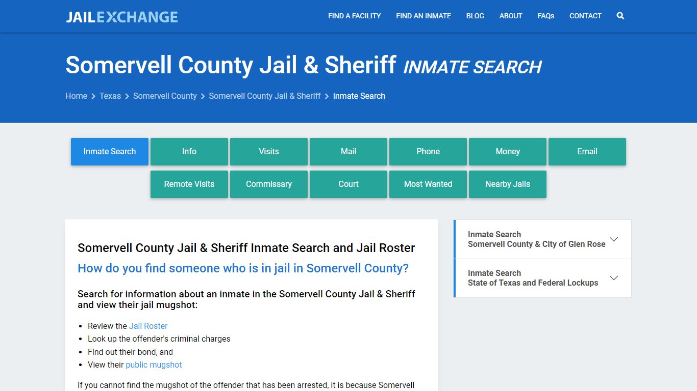 Somervell County Jail & Sheriff Inmate Search - Jail Exchange